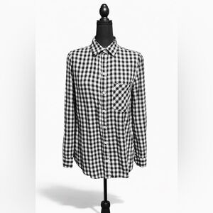 Old Navy Black White Gingham Shirt Medium